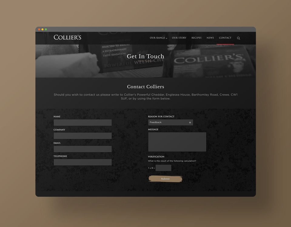 Renew Creative Collier's Website pages - products and contact